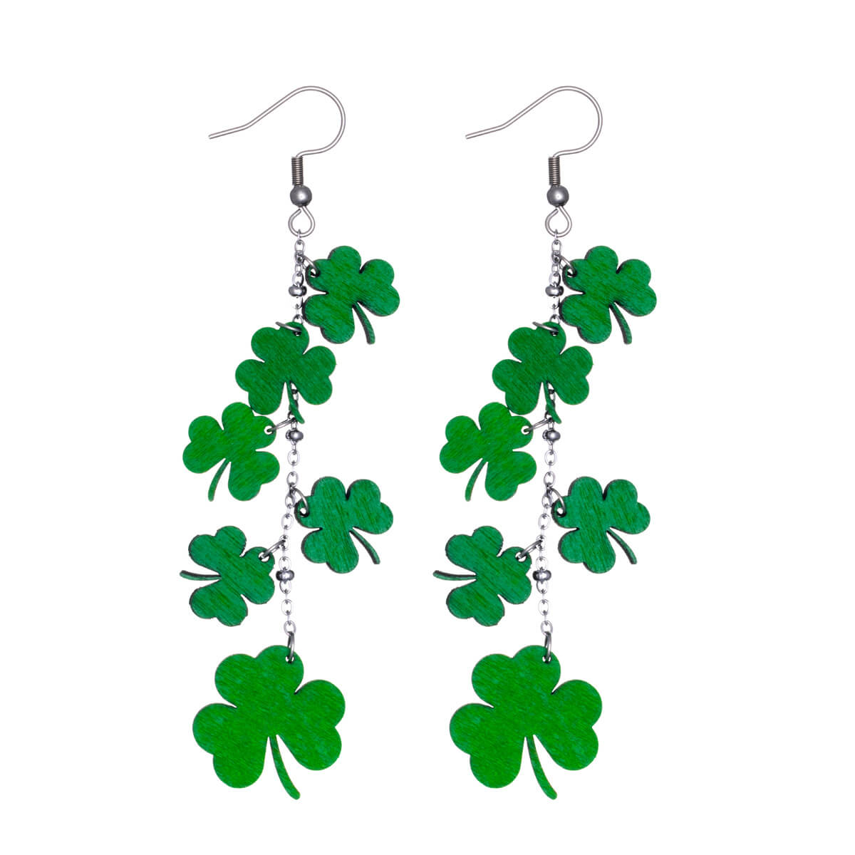 Clover earrings in chain St. Patrick's day jewellery (Steel 316L)