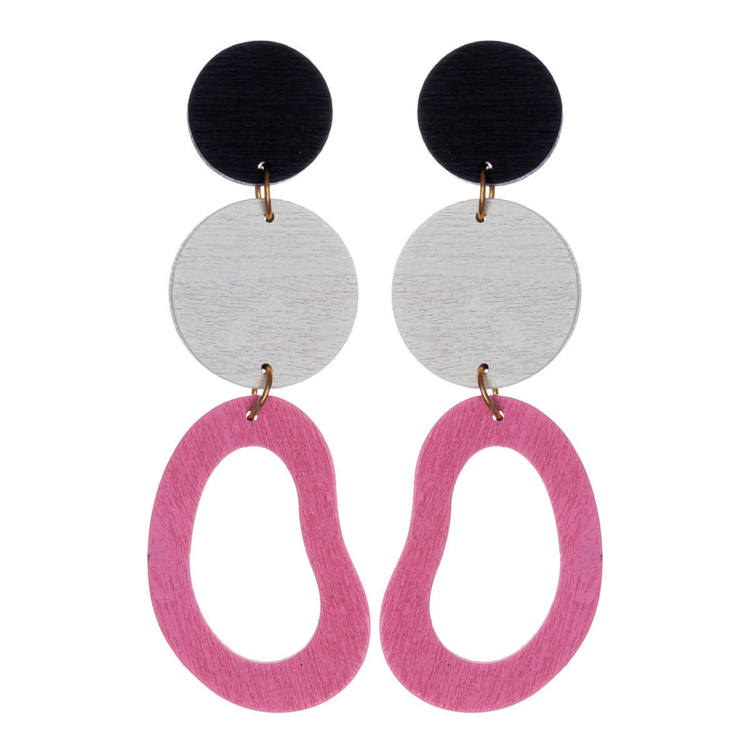 Wooden hanging earrings rings