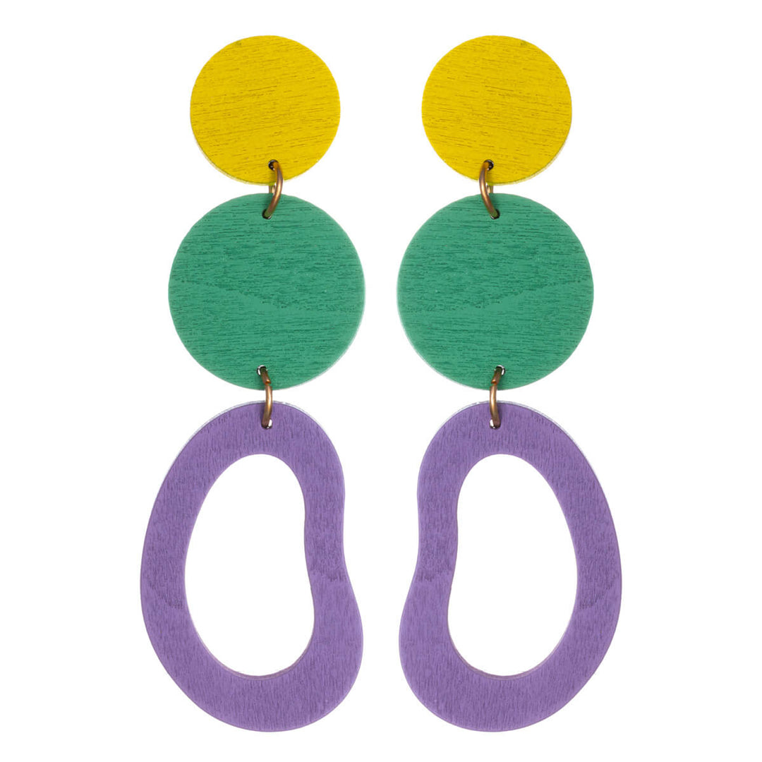 Wooden hanging earrings rings