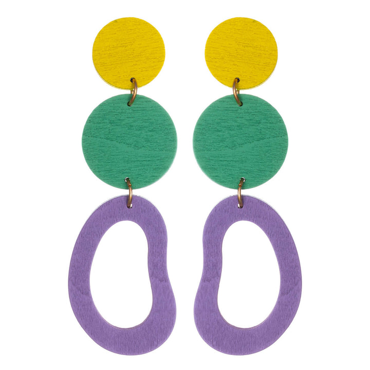 Wooden hanging earrings rings