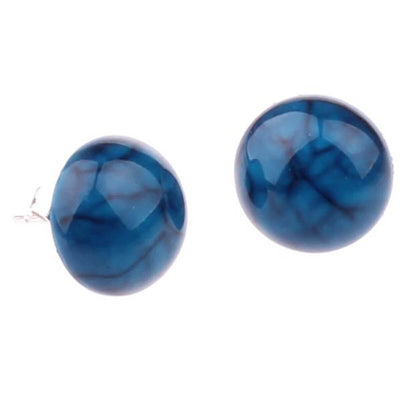 Marble -patterned half -ball earrings