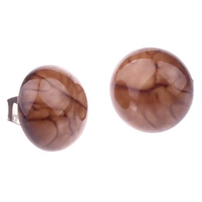 Marble -patterned half -ball earrings