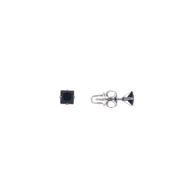 Black square zirconia earrings 5mm (steel 316L)