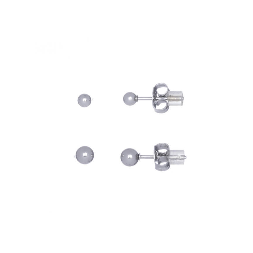 Steel ball earrings 3mm 4mm 2pair (steel 316L)