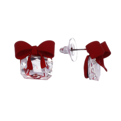 Bow tie earrings with glass stone
