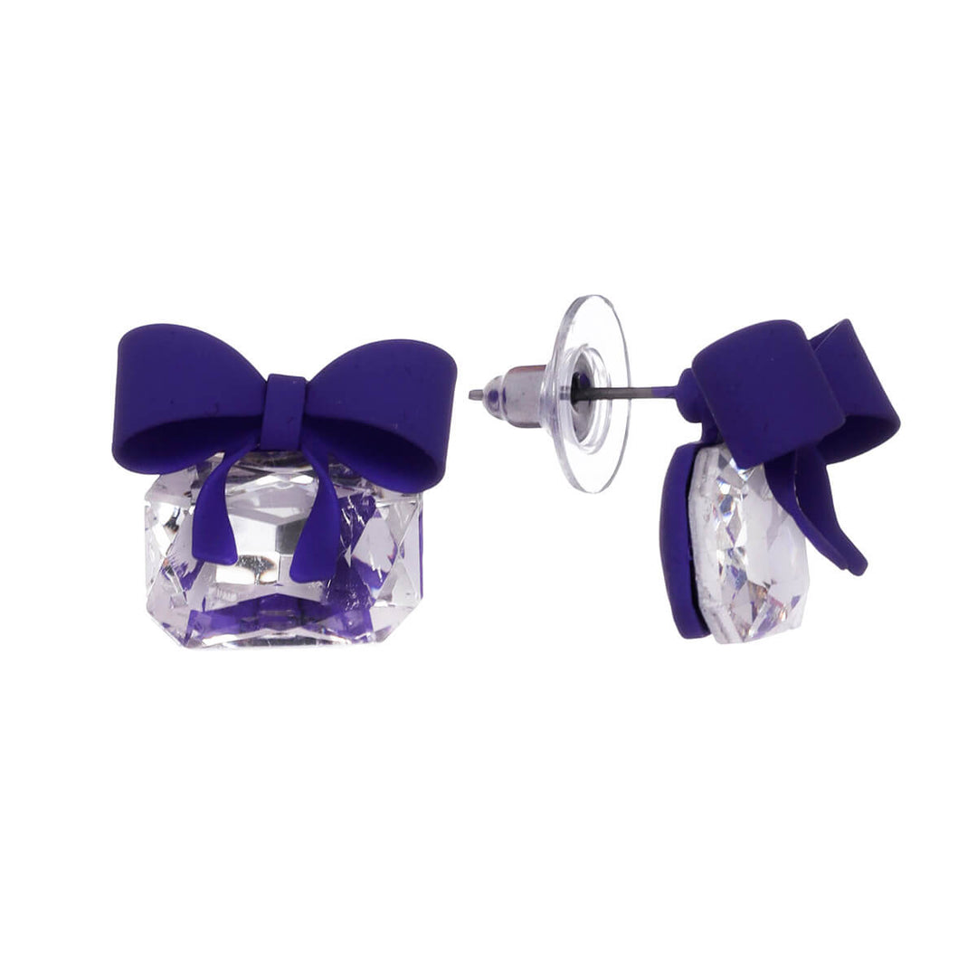 Bow tie earrings with glass stone