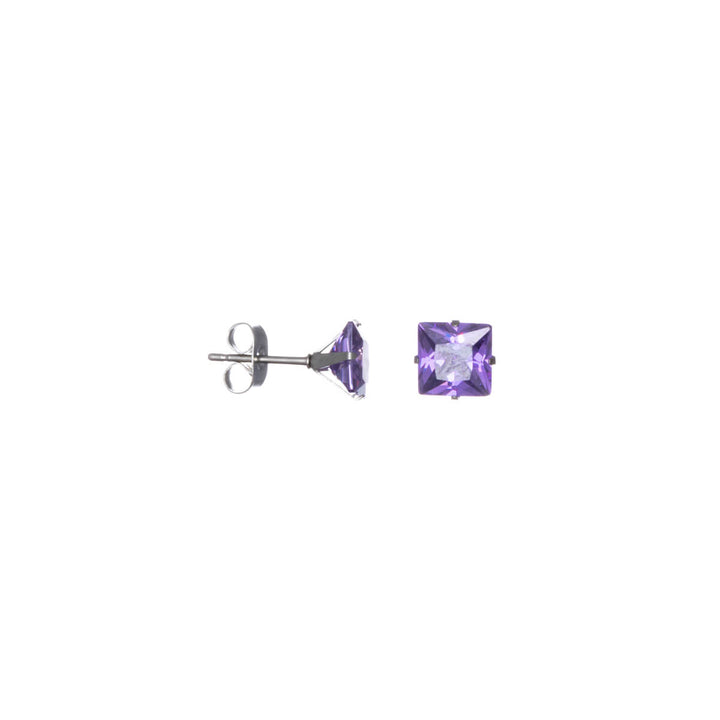 Square zirconia earrings 7mm (Steel 316L)