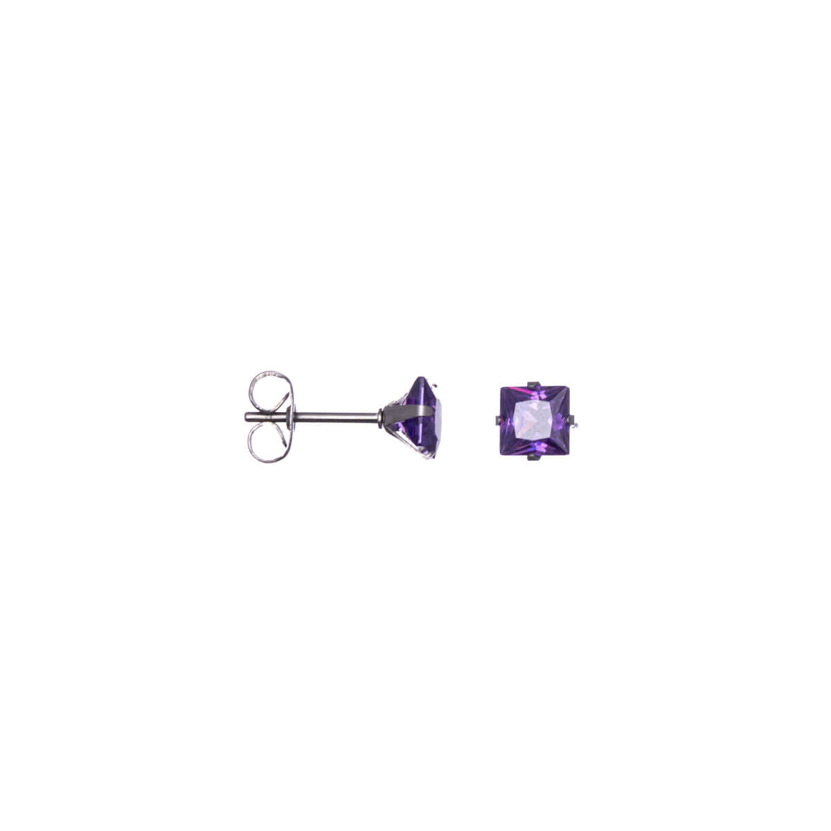 Square zirconia earrings 5mm (Steel 316L)