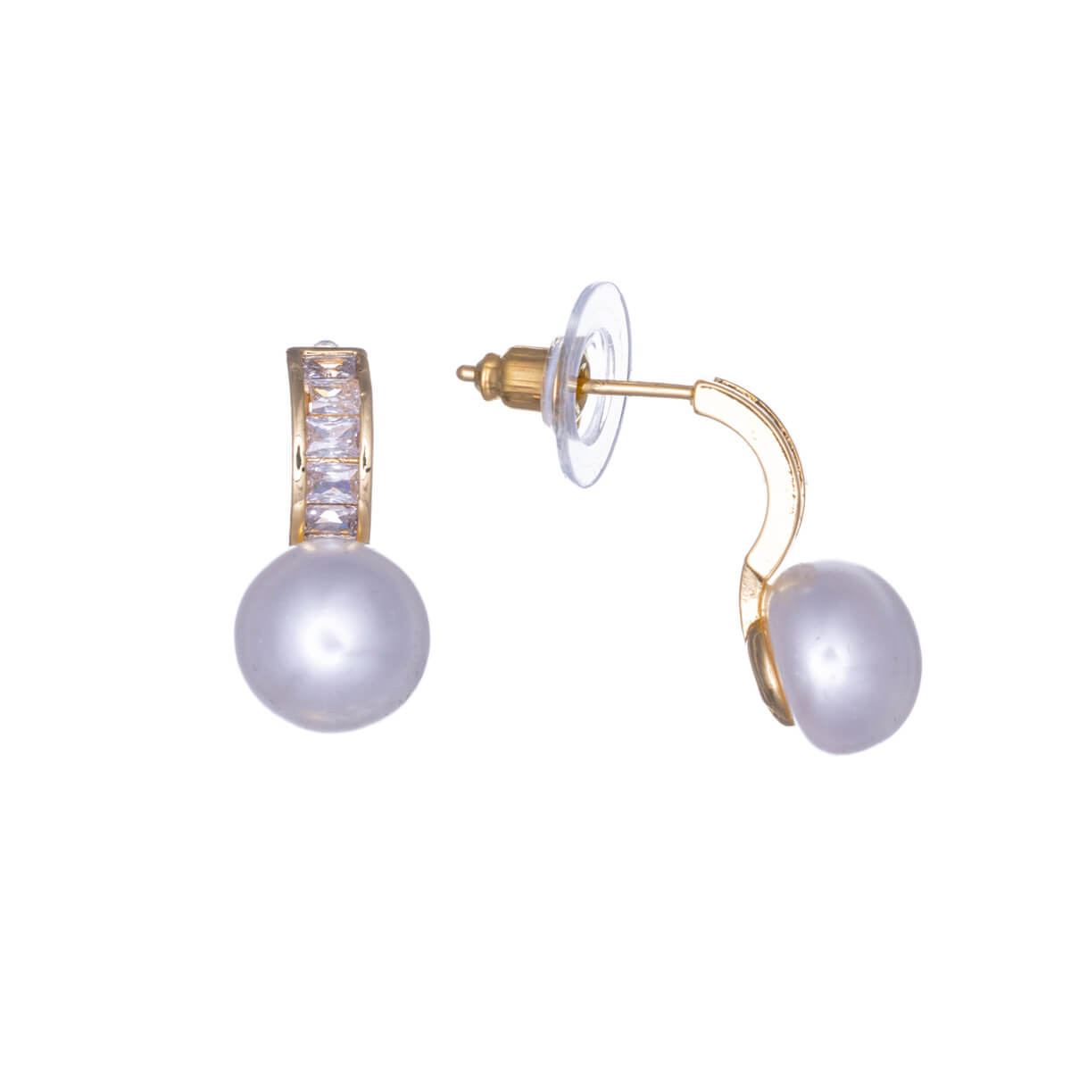Hanging zirconia pearl earrings