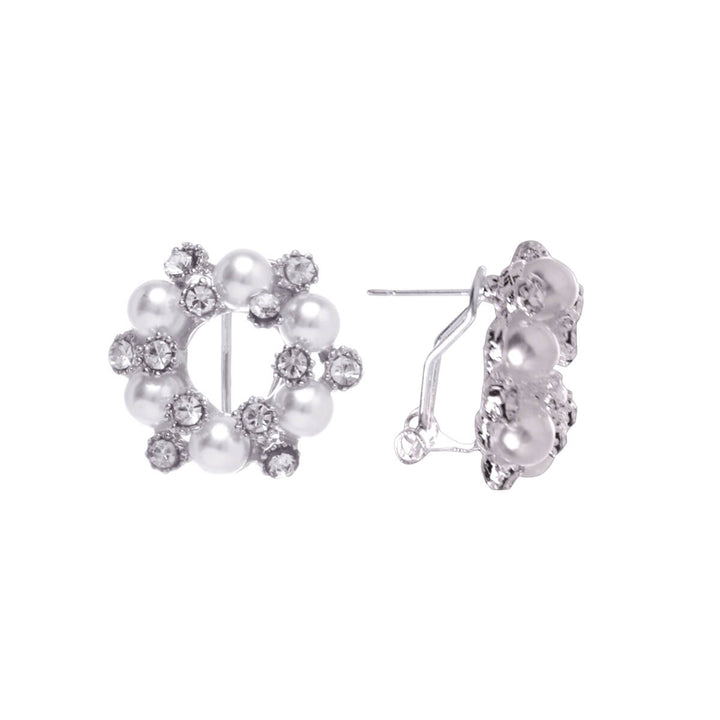 Glass stone and pearl decorated ring earring