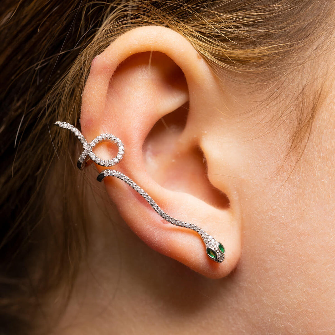 Käärme zirkonia rustokoru ear cuff 1kpl