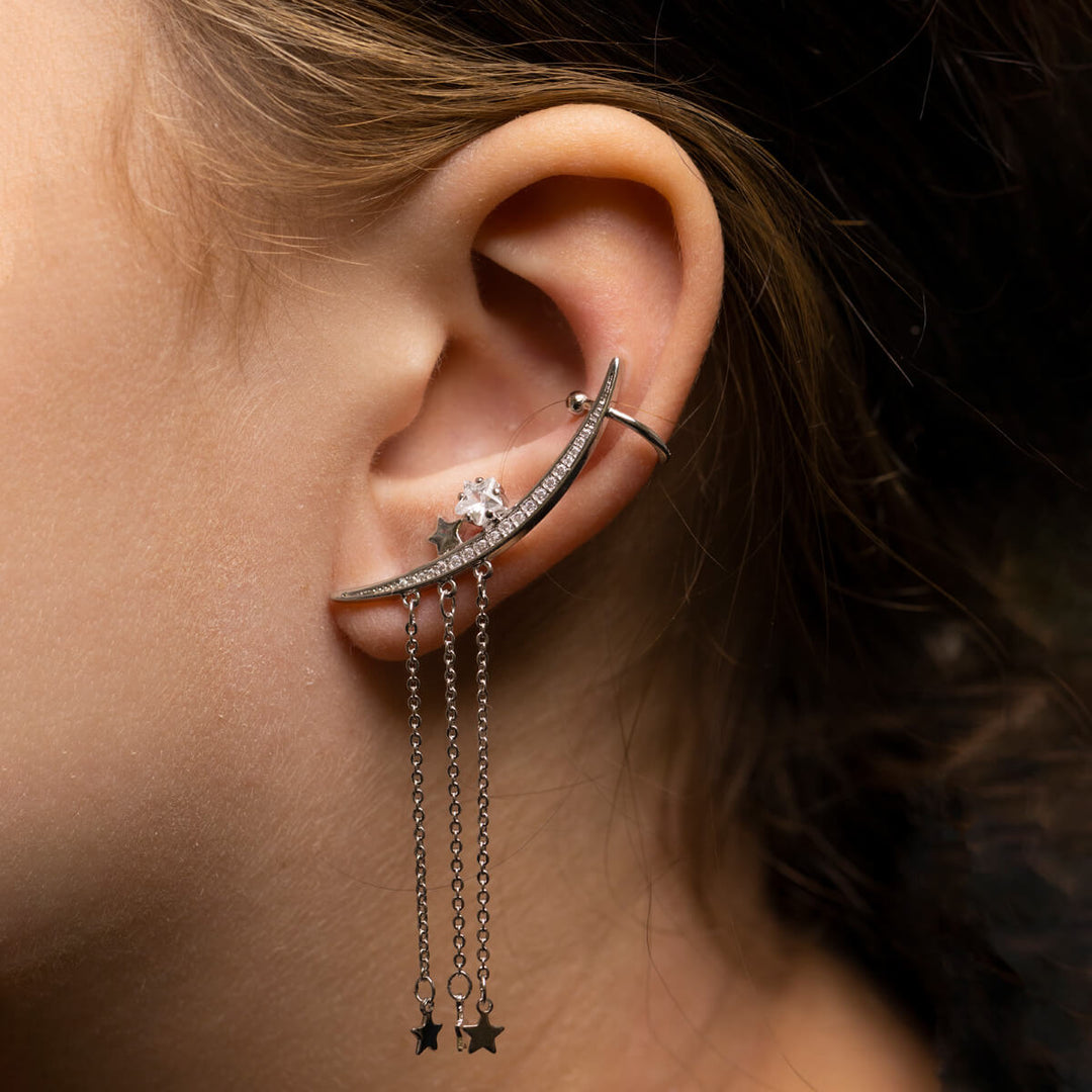 Zirkonia kuu ja tähdet rustokoru ear cuff 1kpl