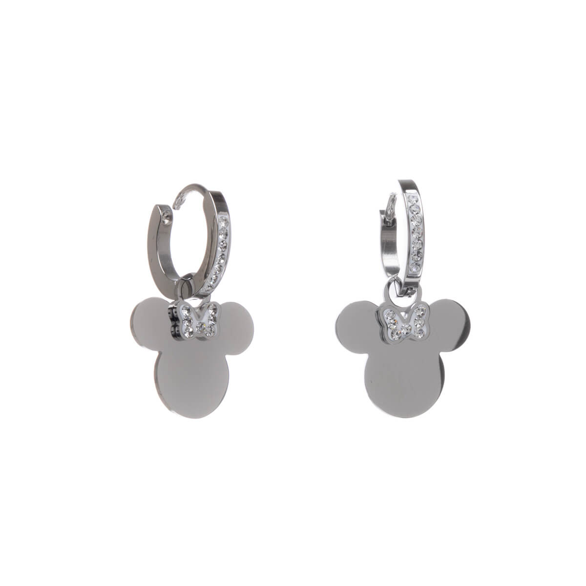 Glass faceted earring ring mouse head earrings (steel 316L)