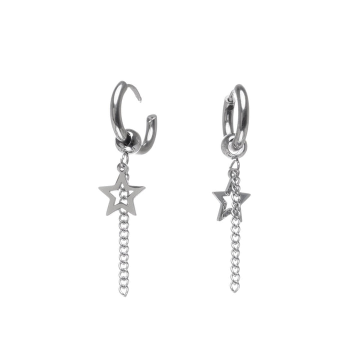 Star pendant earrings ring earrings (steel 316L)