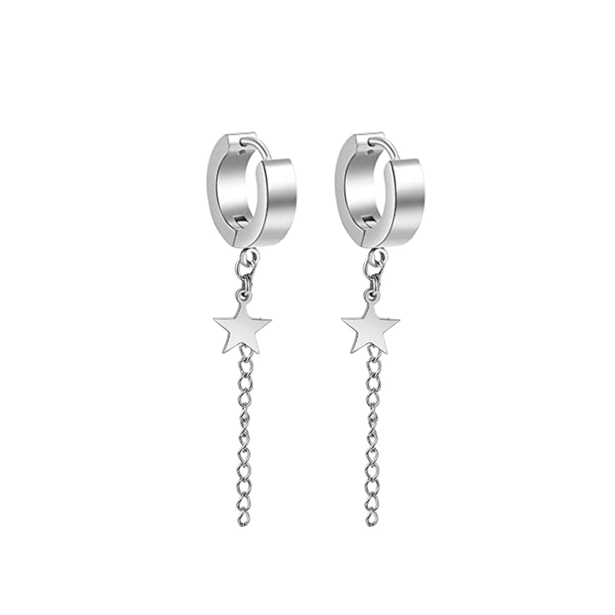Star pendant earrings chain earrings (Steel 316L)