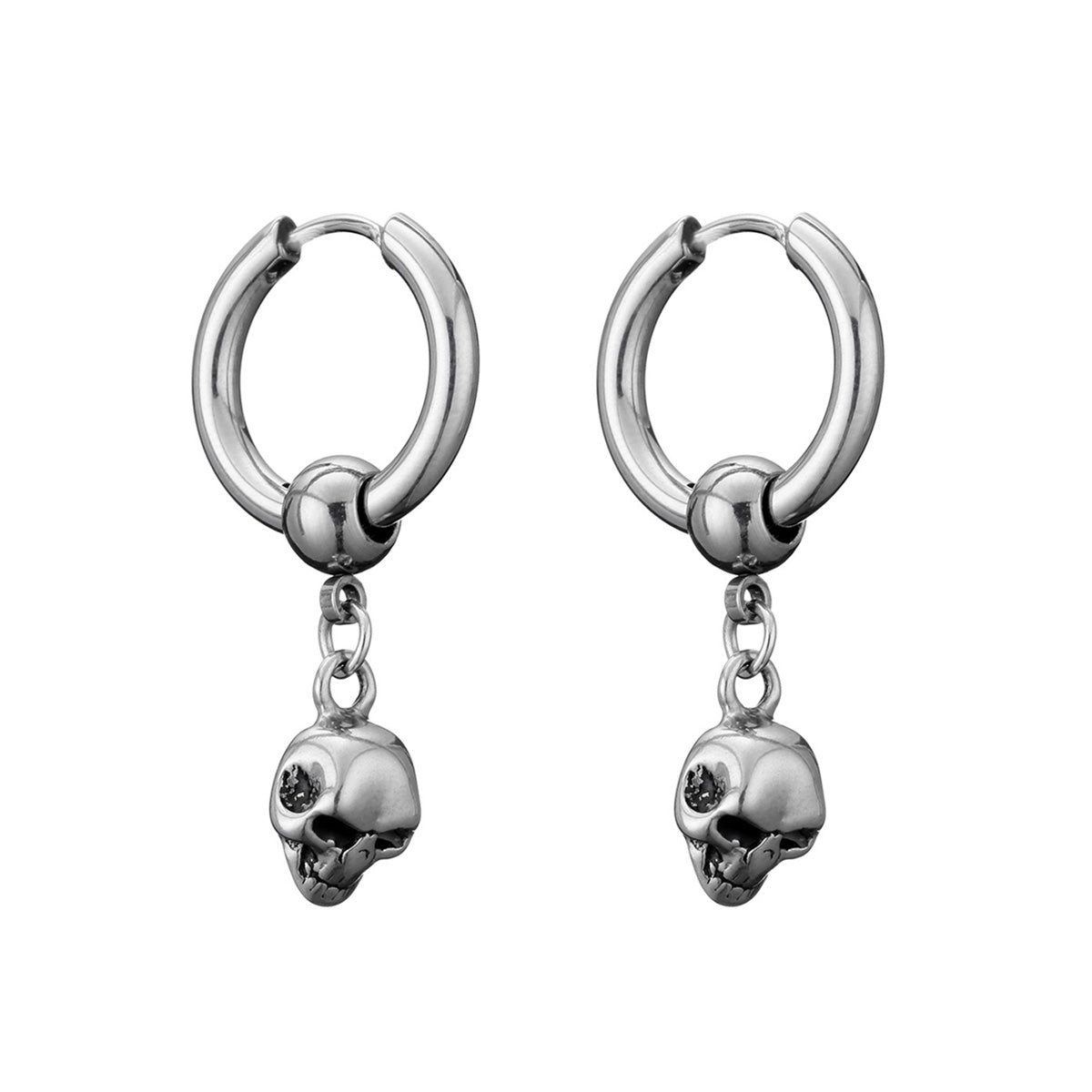 Dödskalle hänge örhängen ring örhängen (stål 316L)