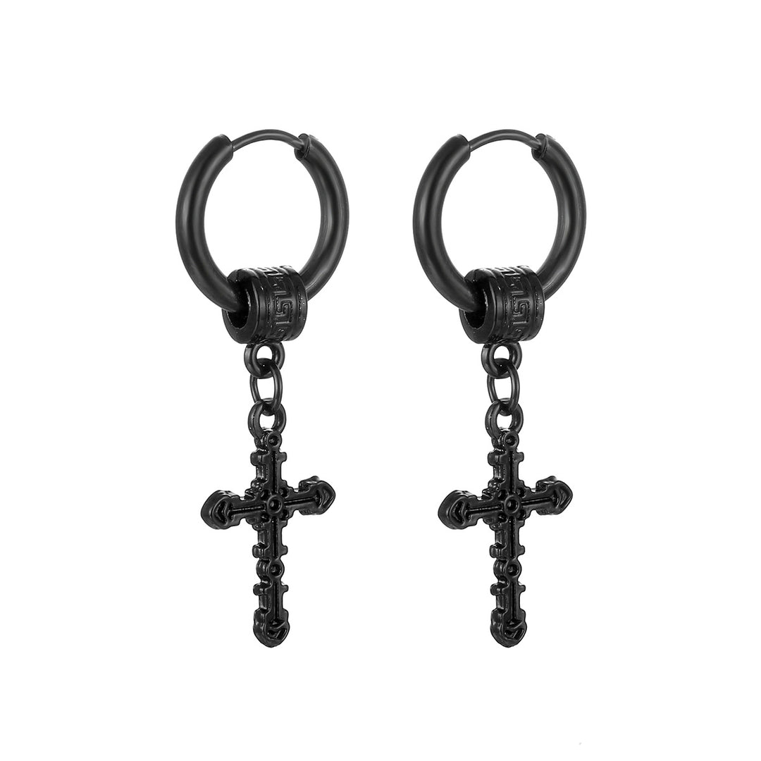 Cross pendant earrings ring earrings (steel 316L)