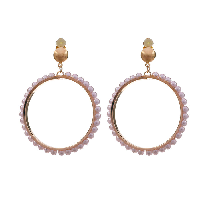 Hanging pearl ring clip earrings