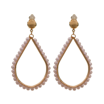 Hanging pearl drop clip earrings