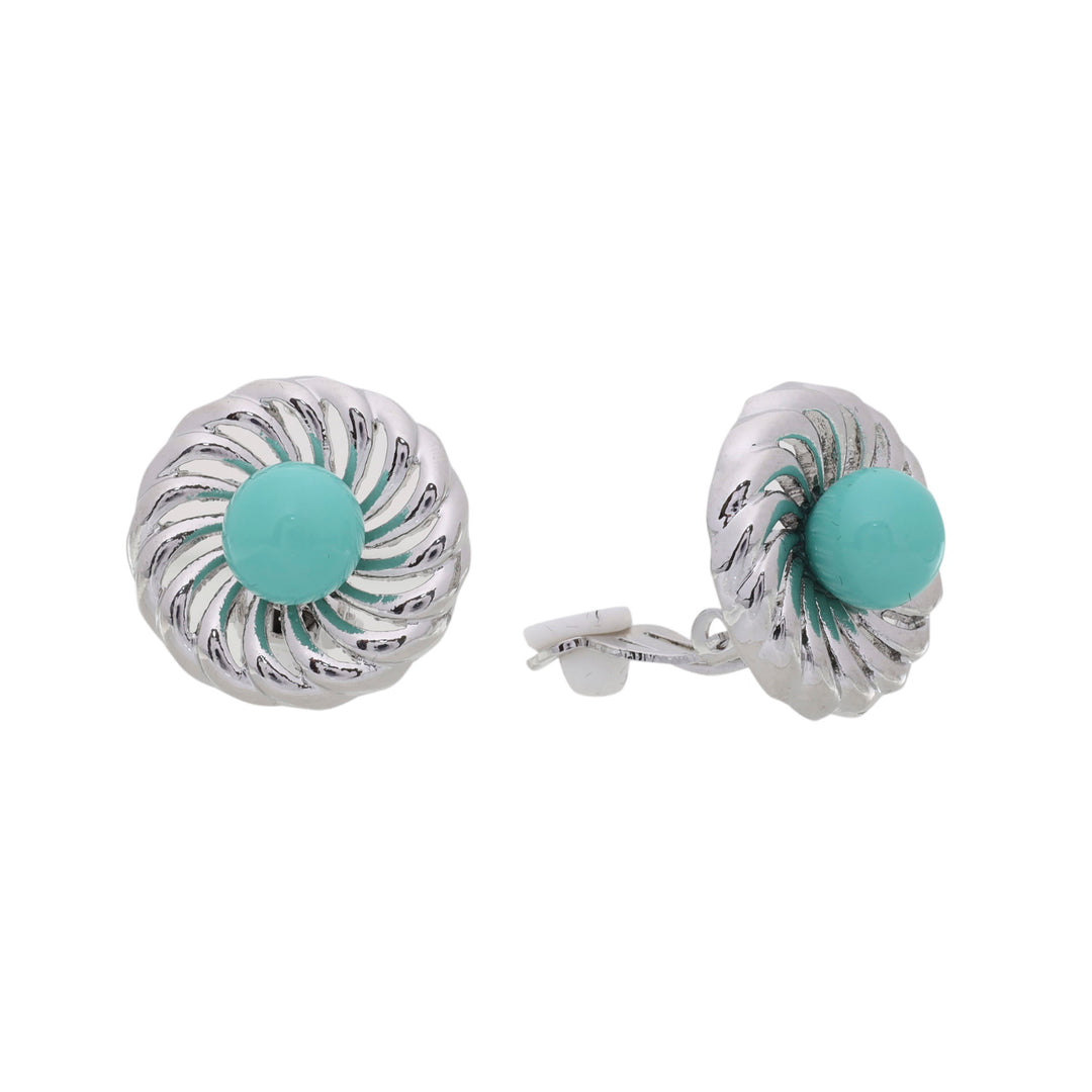 Round pearl clip earrings