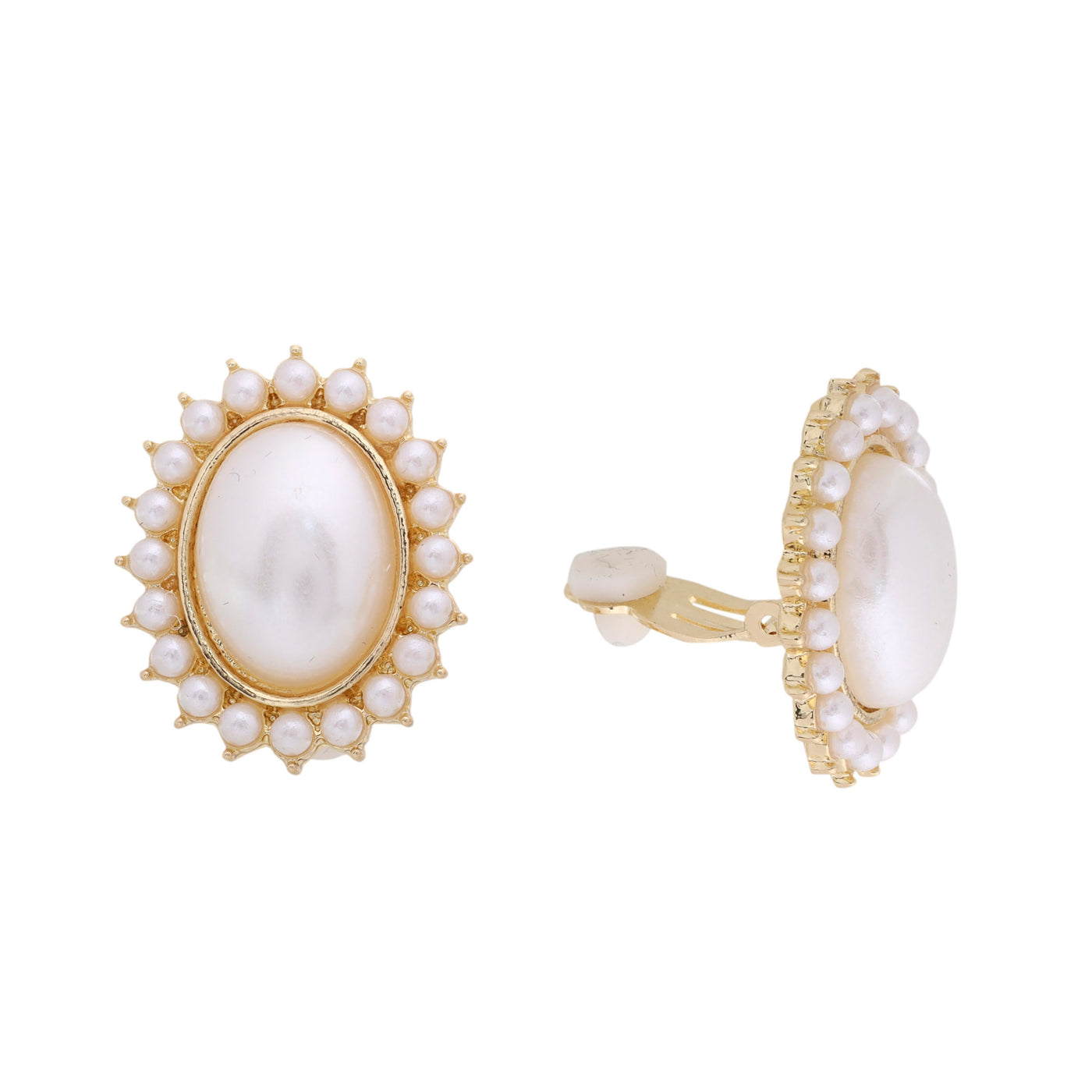Ovals pearl clip earrings