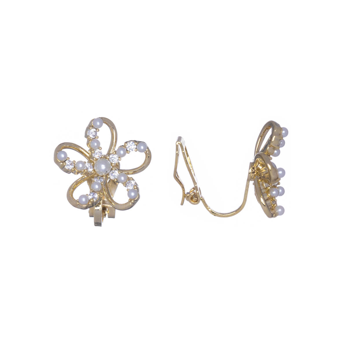 Helmi Flower Clip Earrings Zirconia With Stones