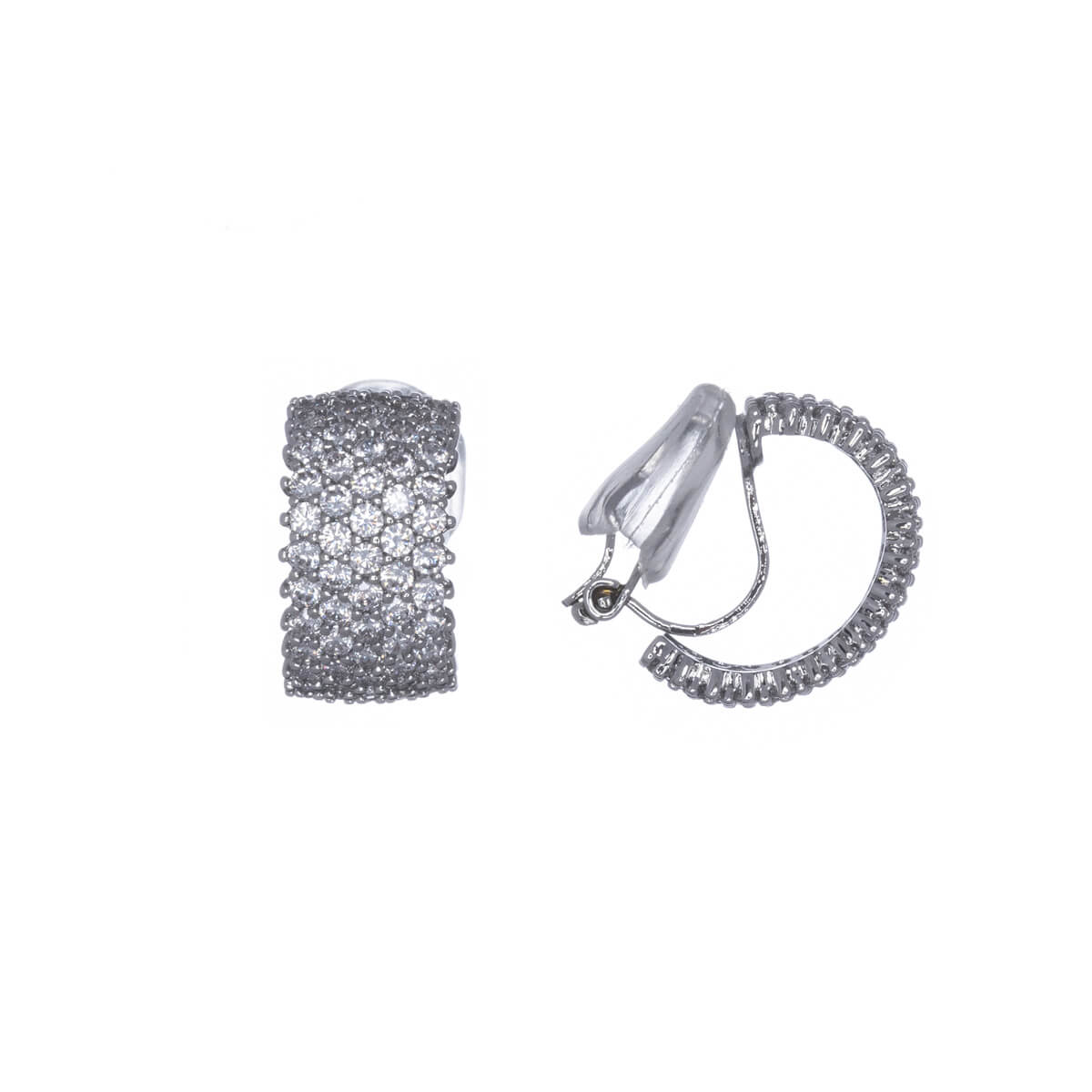Wide zirconia clip rings clip earrings