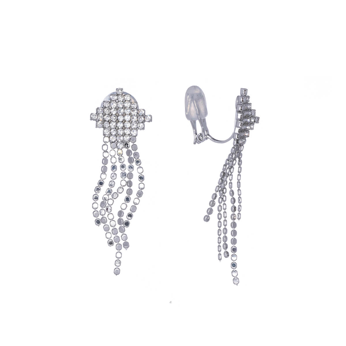 Festive zirconia clip earrings (silver 925)