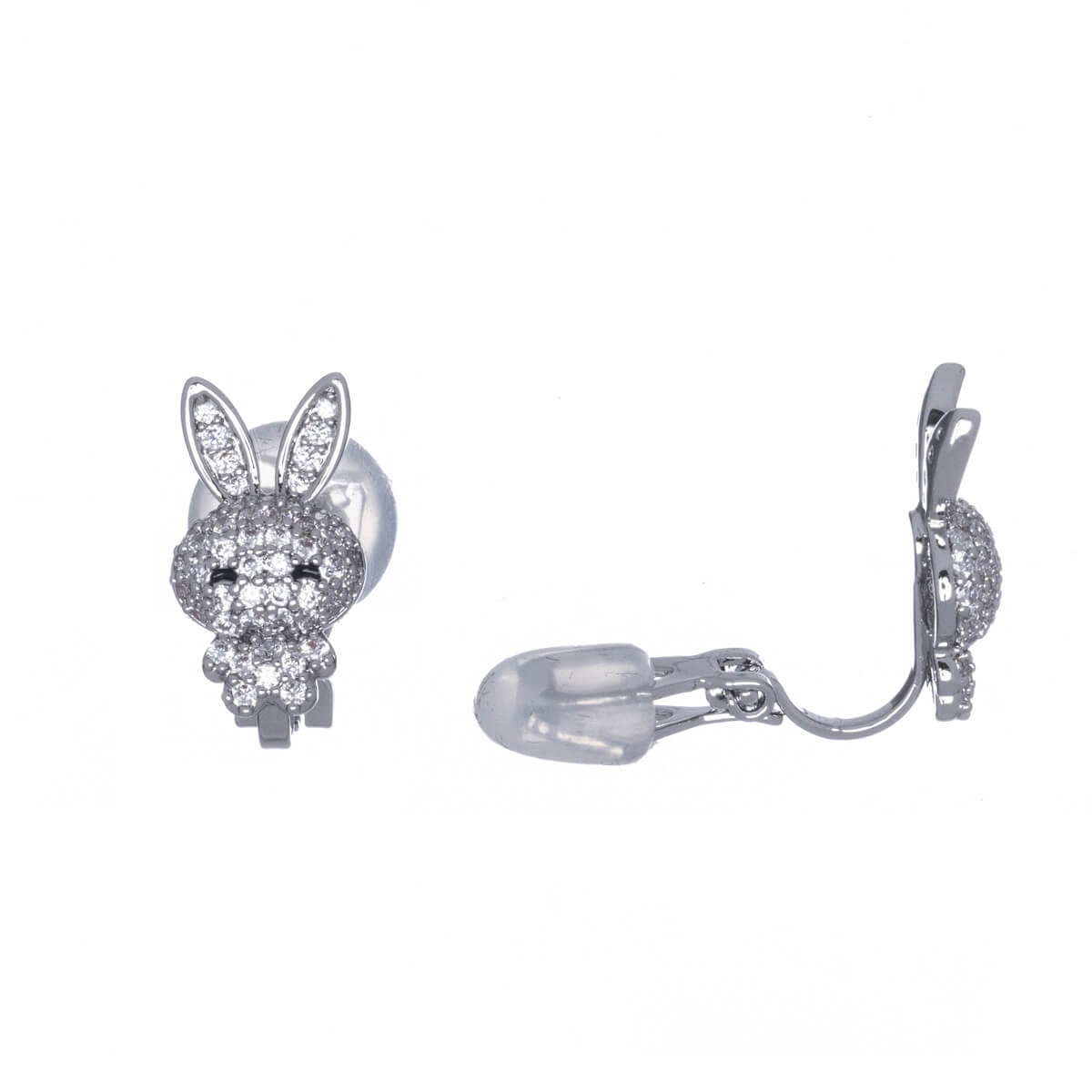 Zirconia bunny clip earrings (silver 925)