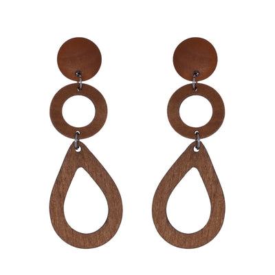 Wooden drop clip earrings (Steel 316L)
