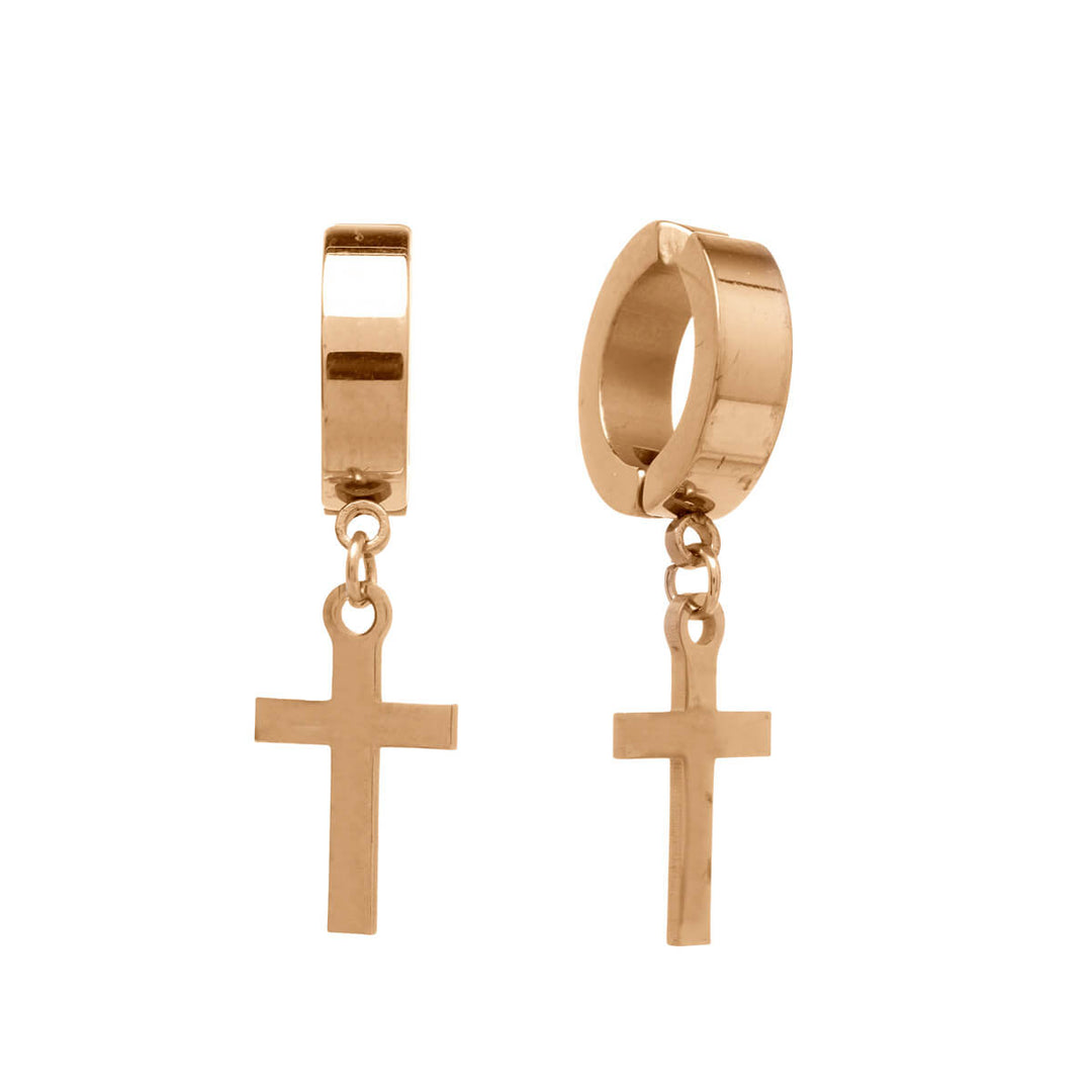 Hanging cross ring clip-on earrings (Steel 316L)