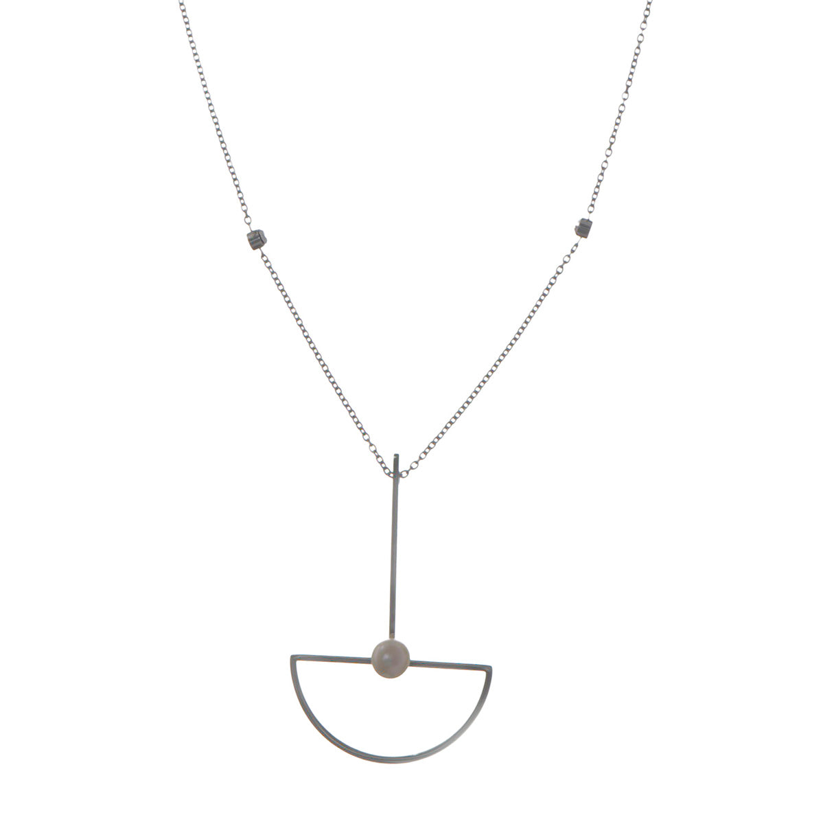Pearl pendant necklace 58cm (steel)