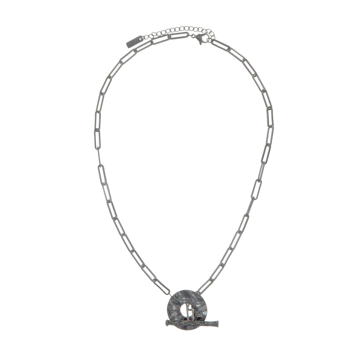 Cable chain necklace with T-lock 44cm +5cm (steel)