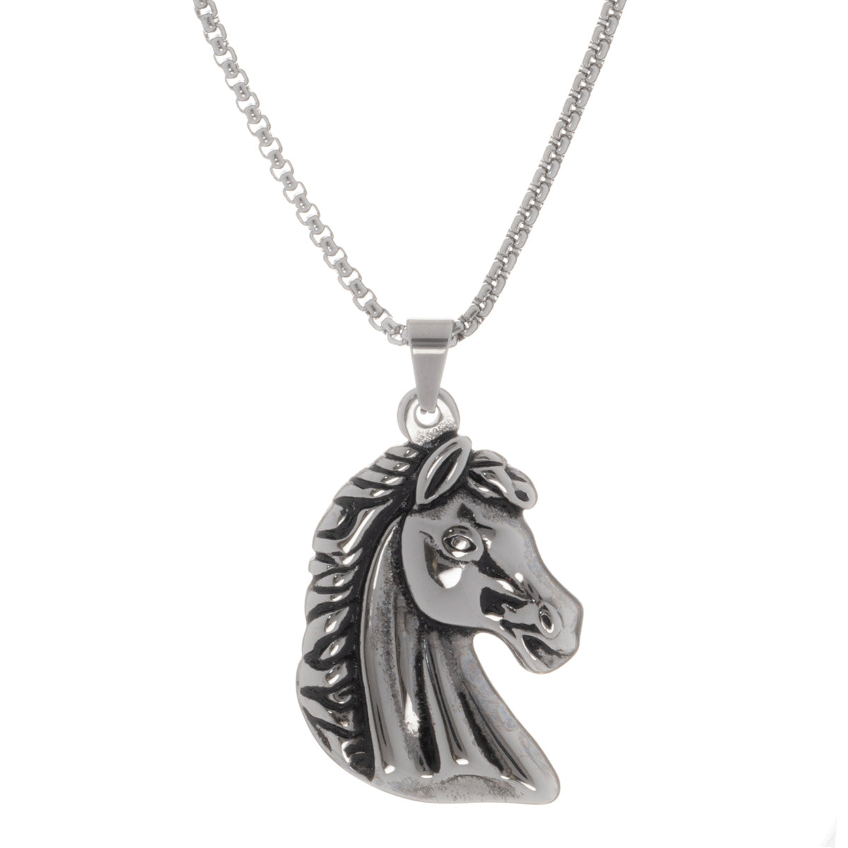 Horse pendant necklace 60cm (steel 316L)