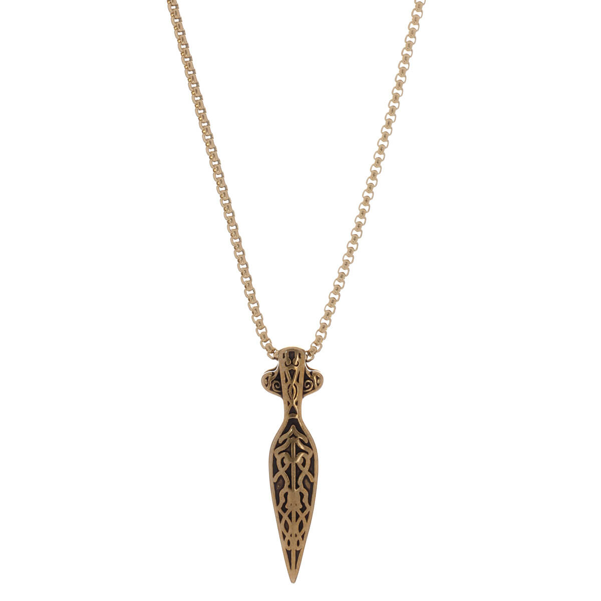 Tapered sword pendant steel necklace 60cm