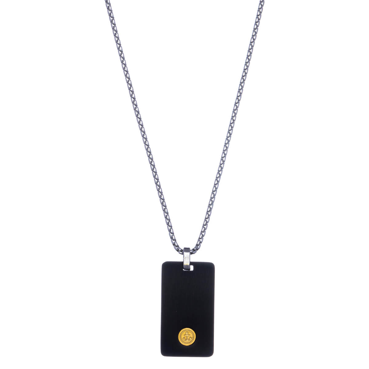 Black tile pendant necklace 54cm (steel 316L)