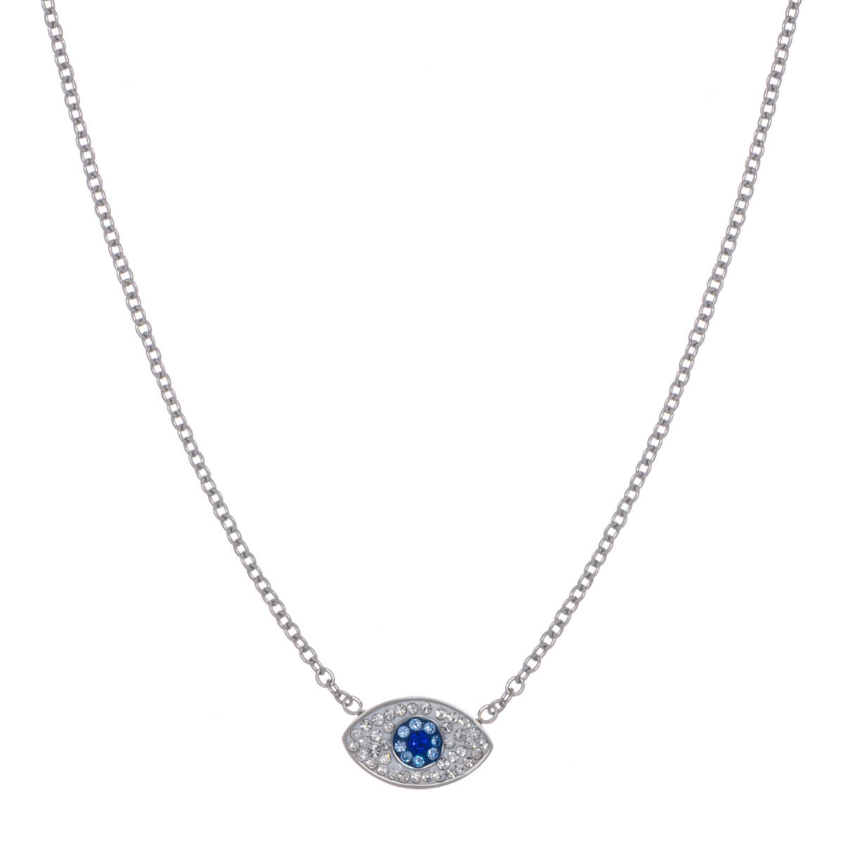 Sparkling evil eye pendant necklace 42cm (steel 316L)