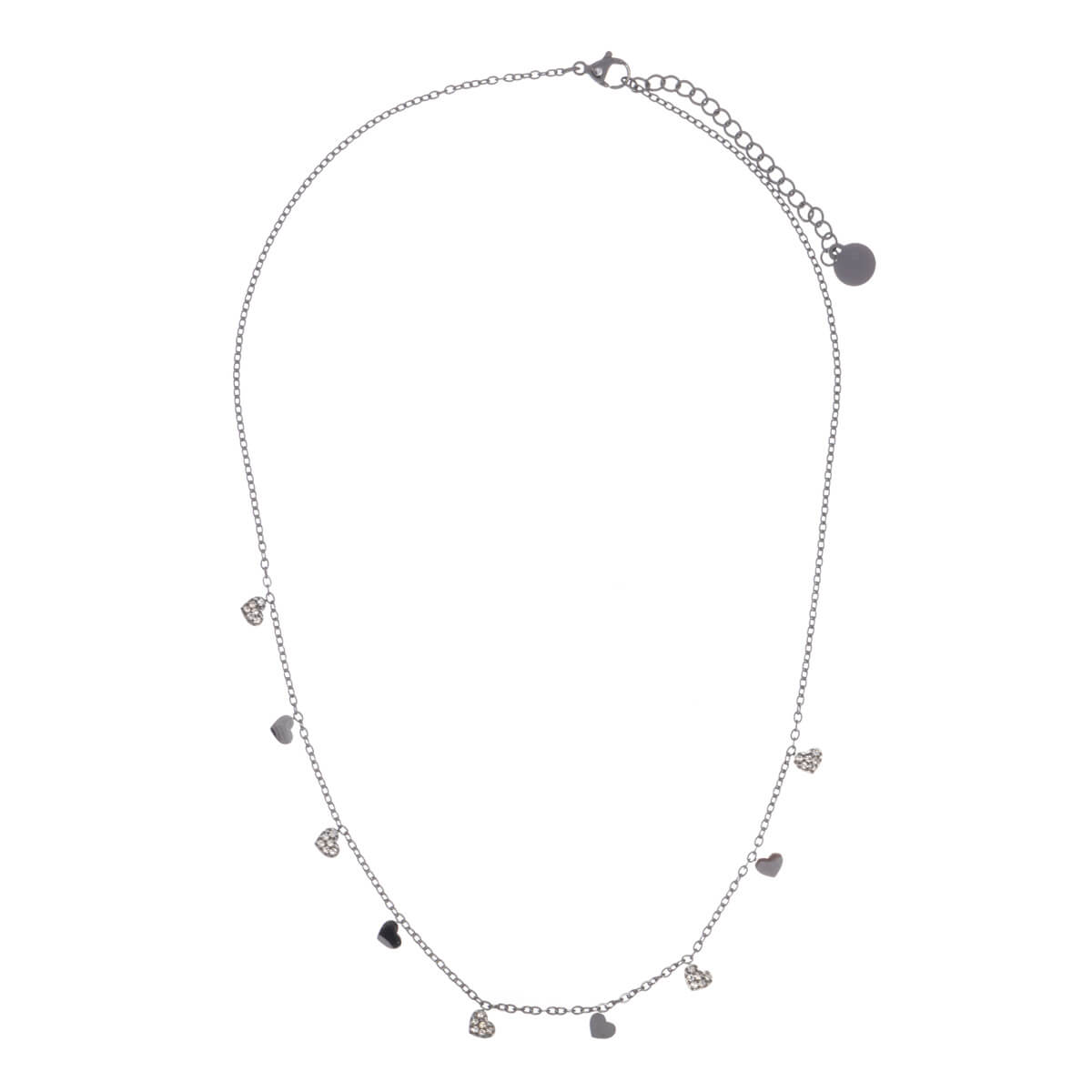 Sparkling heart pendant necklace 42cm (steel 316L)