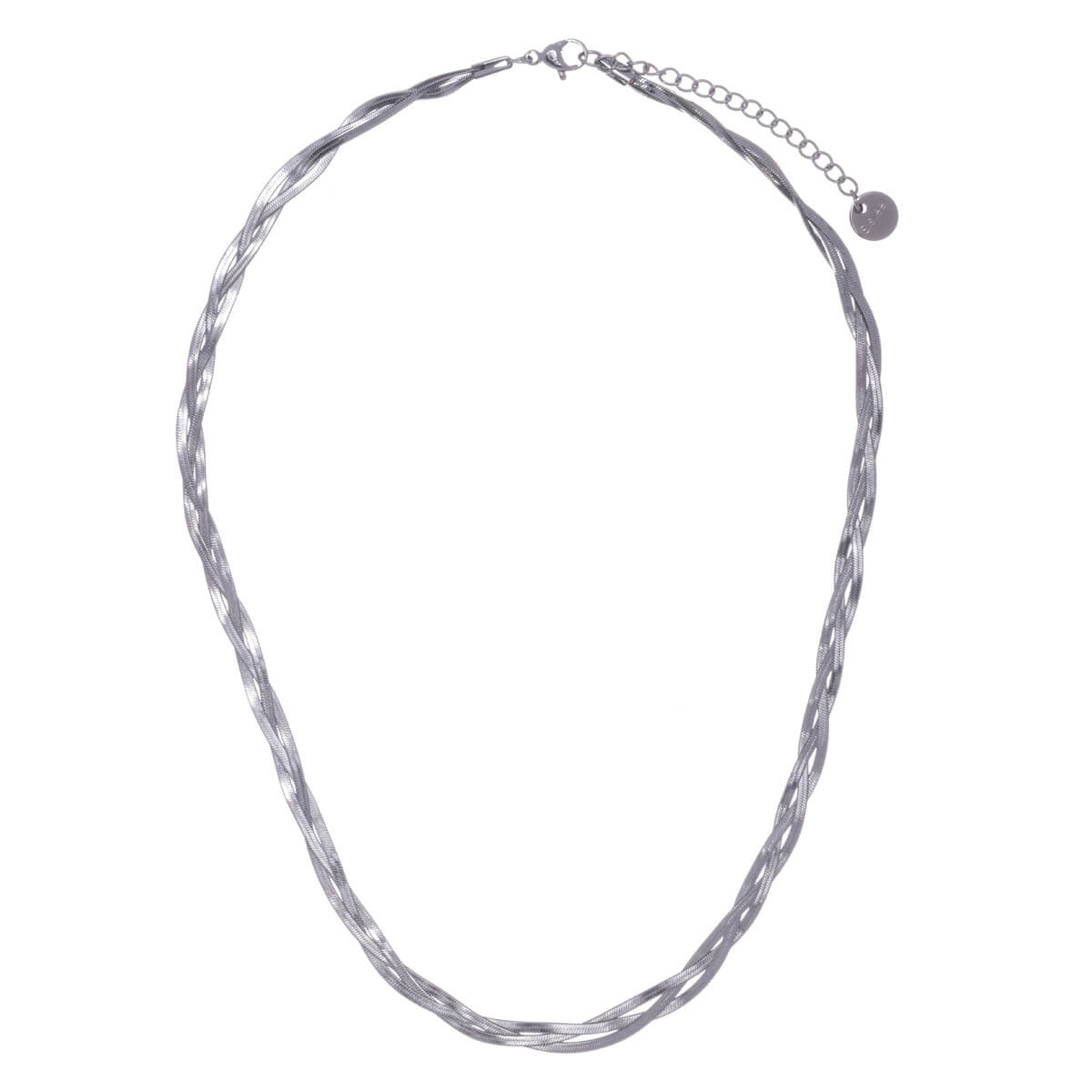 Flätat platt halsband 41cm (stål 316L)