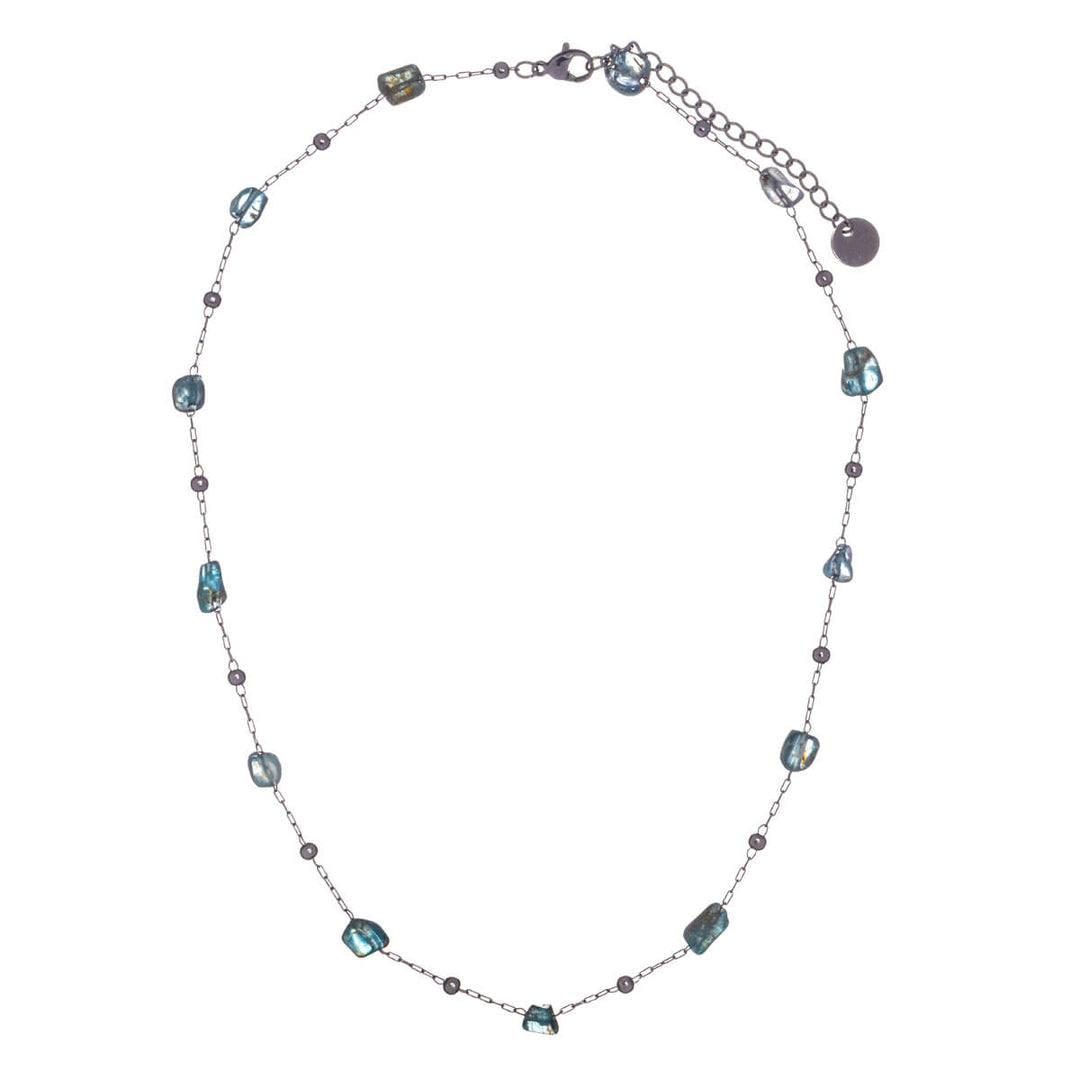 Stone bead necklace 42cm (steel 316L)