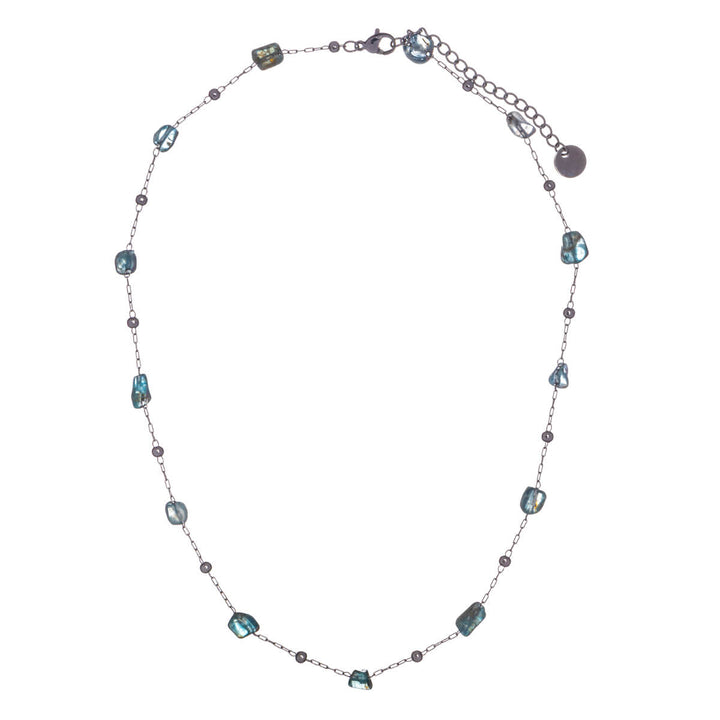 Stone bead necklace 42cm (steel 316L)