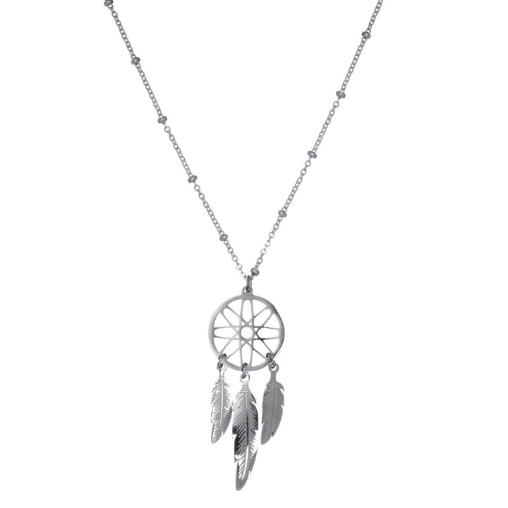 Halsband med Dreamcatcher-pendel 60cm +5cm (stål 316L)