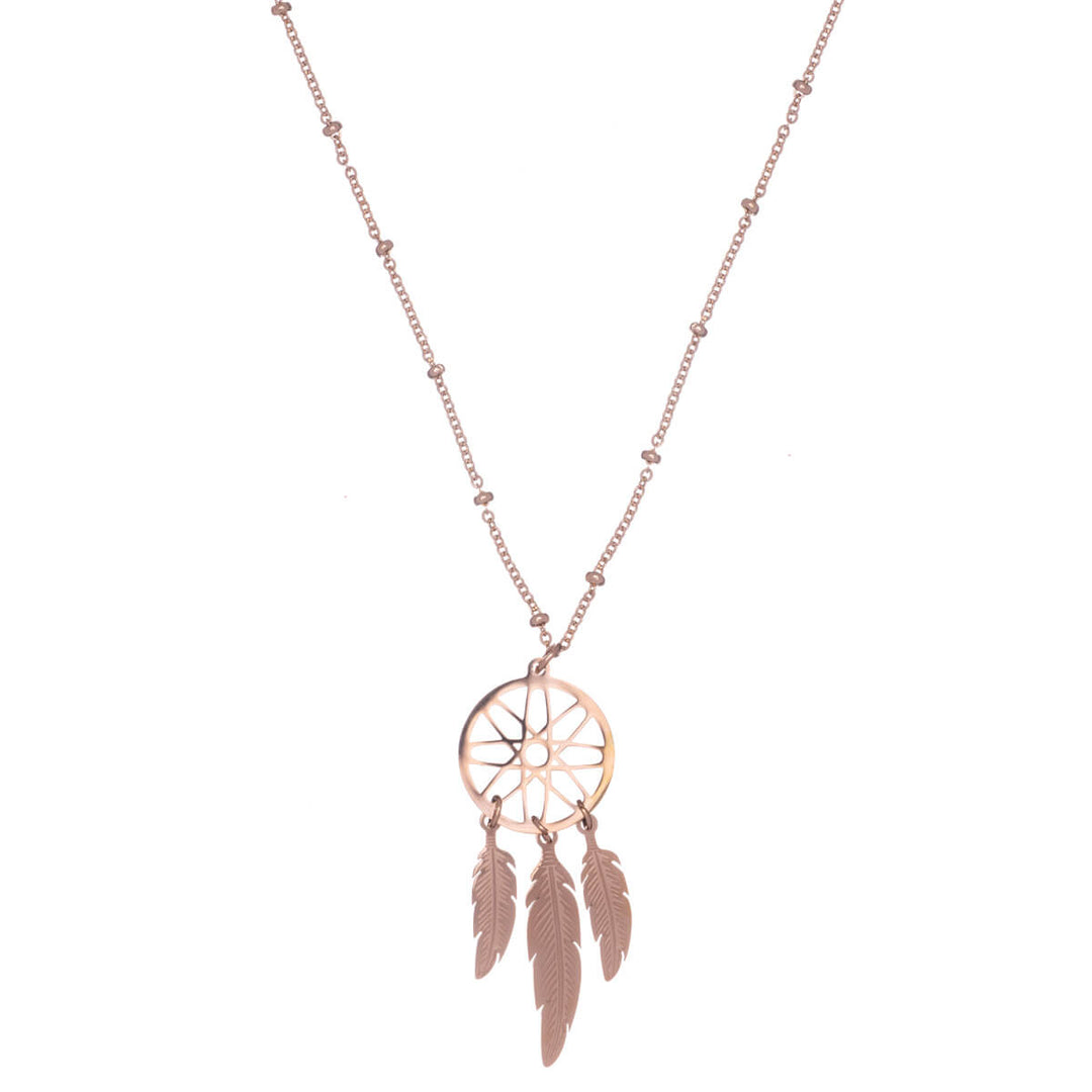 Halsband med Dreamcatcher-pendel 60cm +5cm (stål 316L)