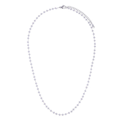 Chamfered pearl steel necklace 43cm (steel 316L)