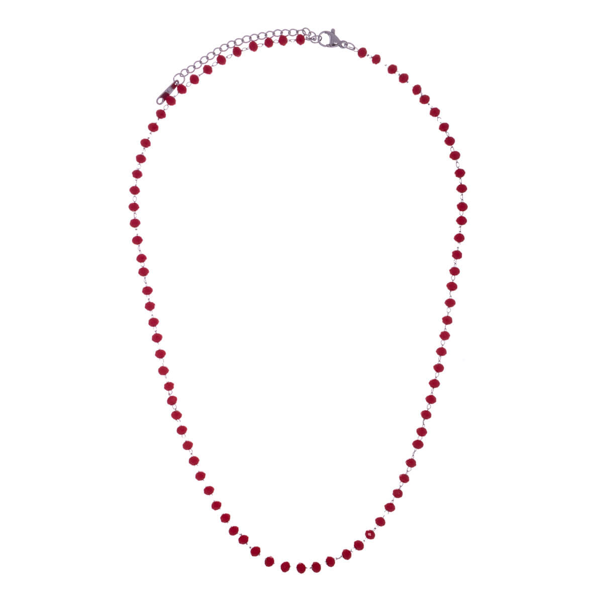 Chamfered pearl steel necklace 43cm (steel 316L)