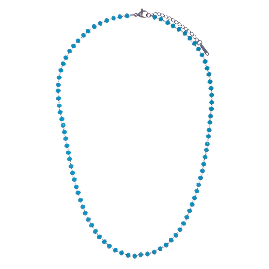 Chamfered pearl steel necklace 43cm (steel 316L)