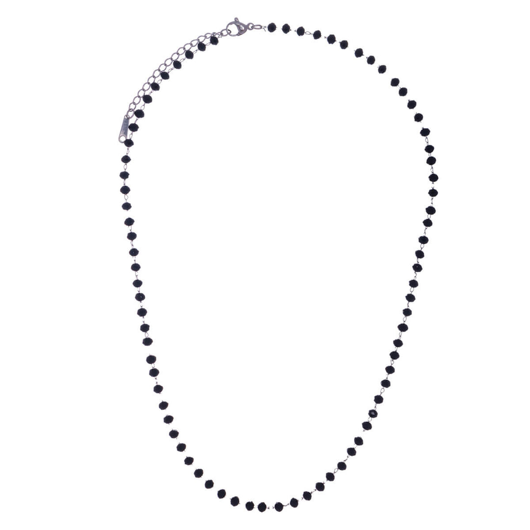 Chamfered pearl steel necklace 43cm (steel 316L)