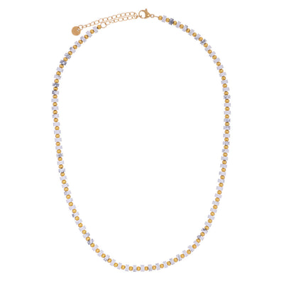 Stone bead steel necklace 40cm +5cm (18K Steel 316L)