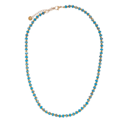 Stone bead steel necklace 40cm +5cm (18K Steel 316L)