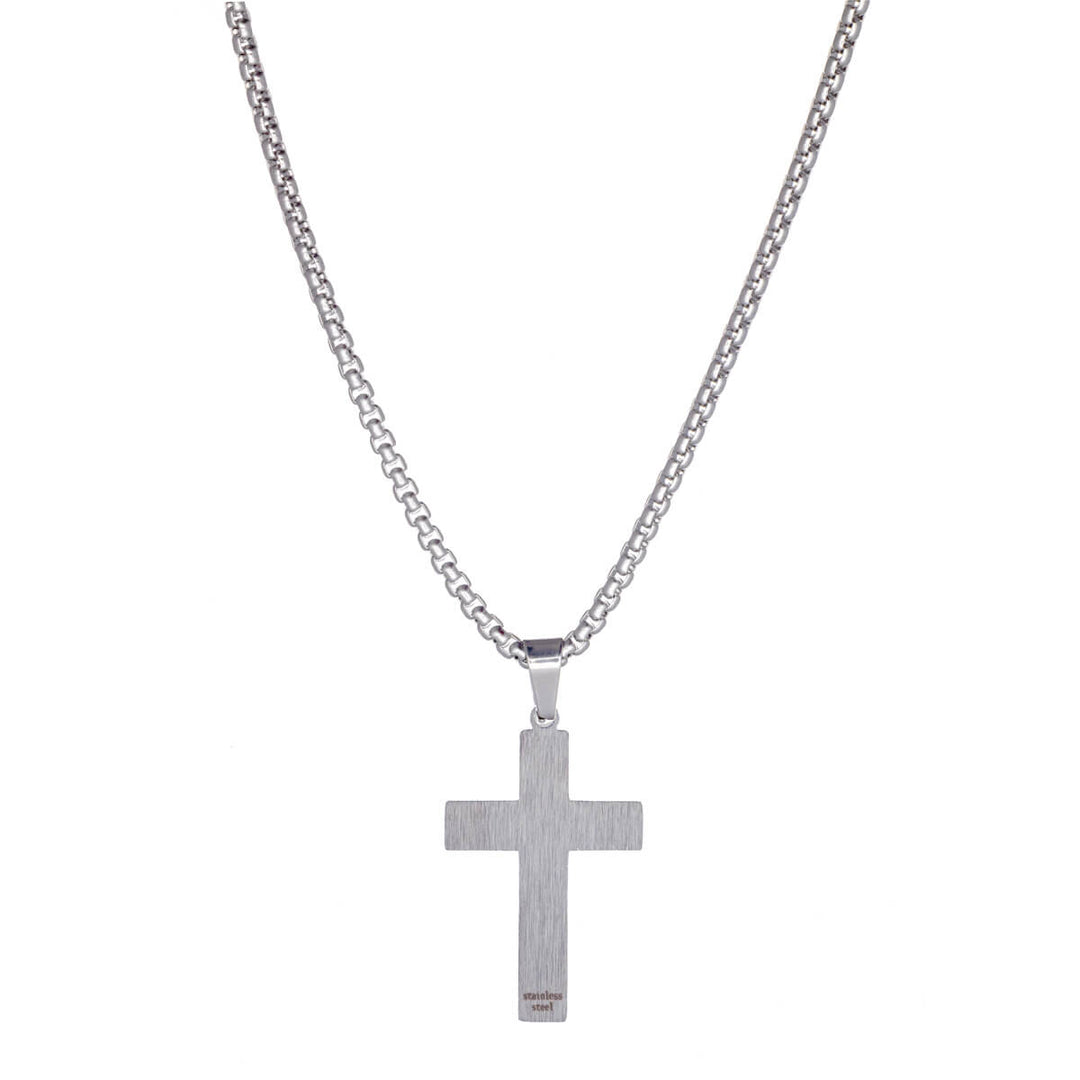 Cross pendant steel necklace 60cm (steel 316L)